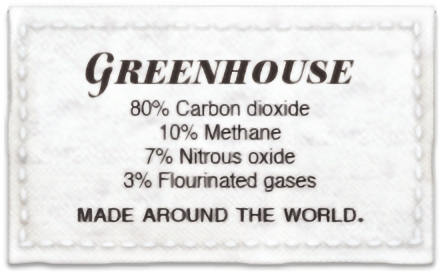 Image of the label mockup showing the composition of greenhouse gases in Earth's atmosphere.